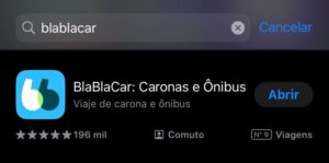 Imagem do aplicativo Blablacar na Apple Store